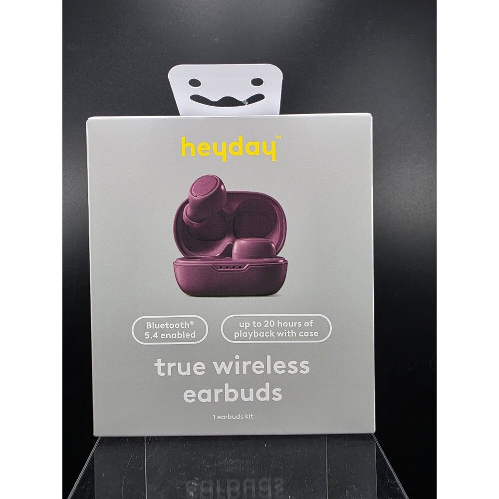 Heyday Bluetooth 5.4 True Wireless Earbuds With Charging Case Dark Cherry